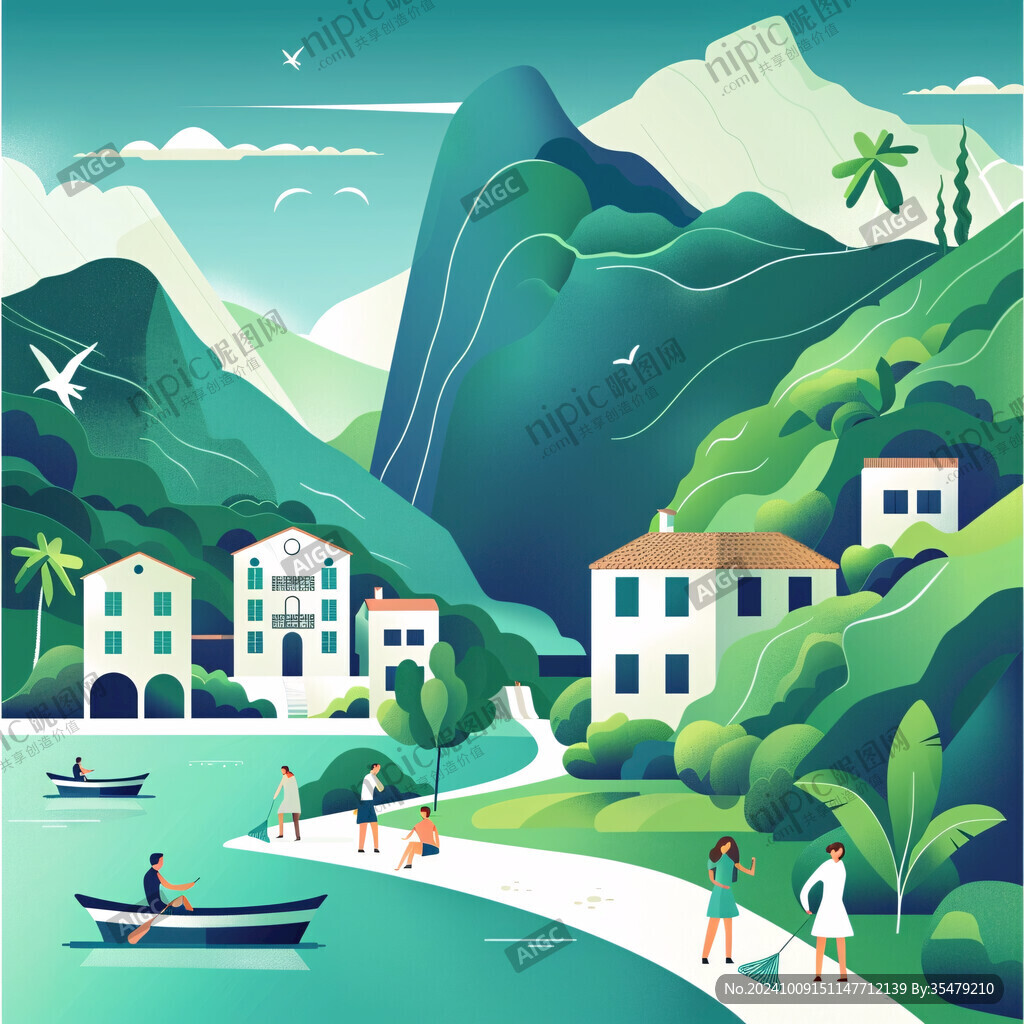 插畫房地產山水房地產