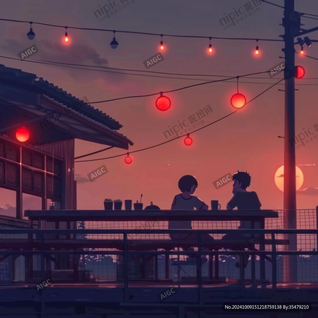 黃昏場景插畫