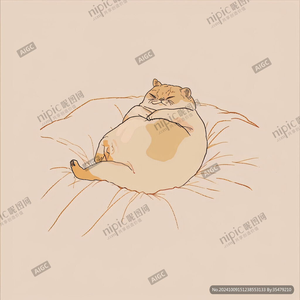 躺在沙發(fā)上的小貓插畫