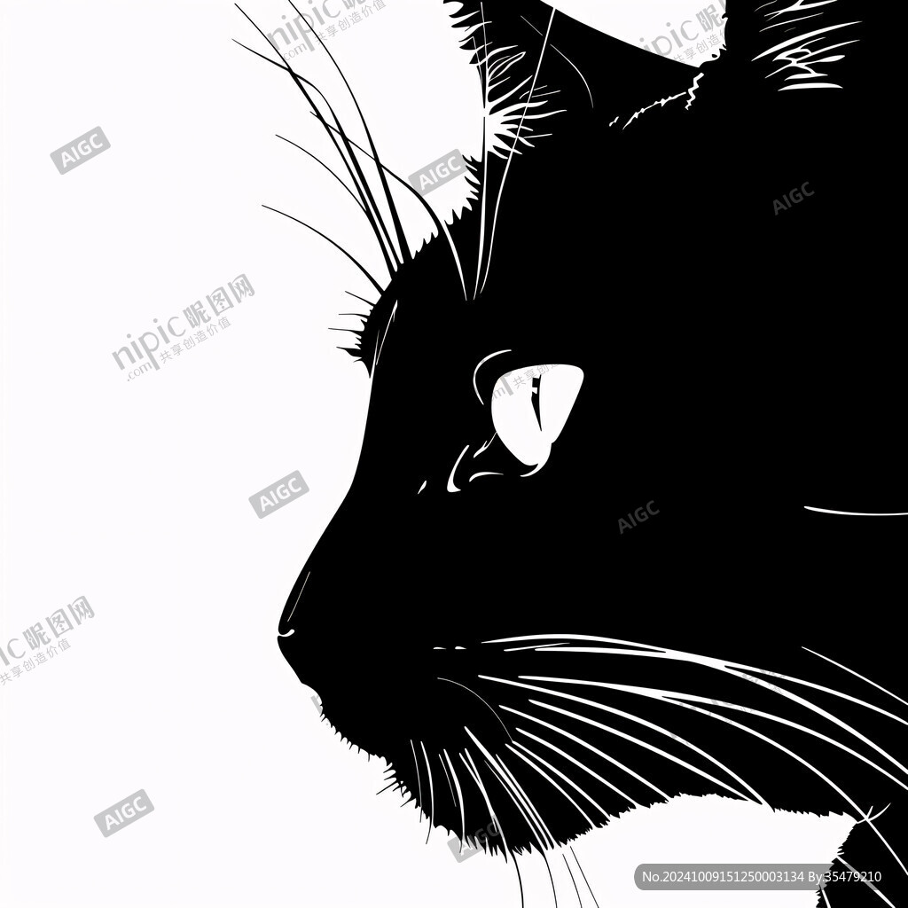 貓咪黑白風(fēng)插畫(huà)