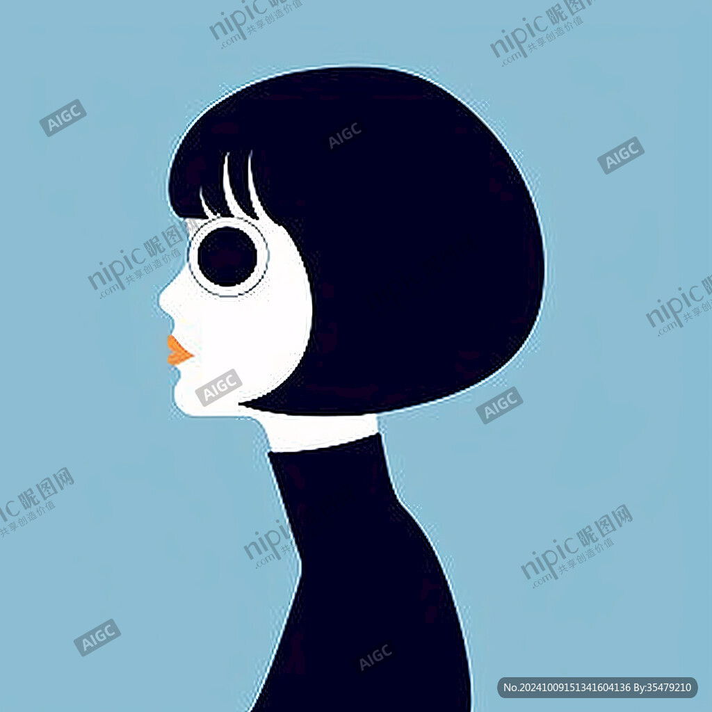 藍色女孩插畫