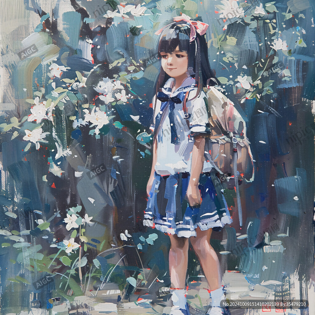 女學(xué)生唯美插畫