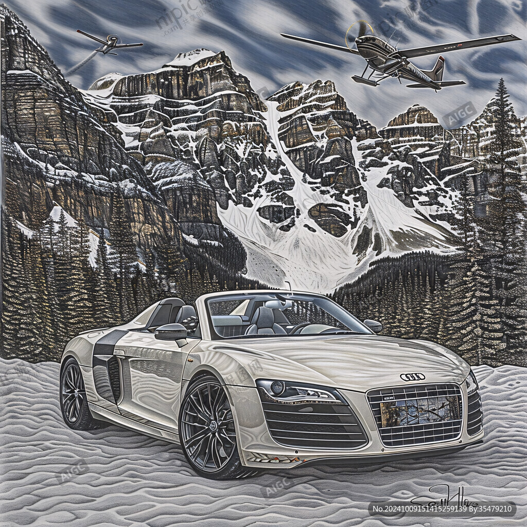 雪地汽車3d畫