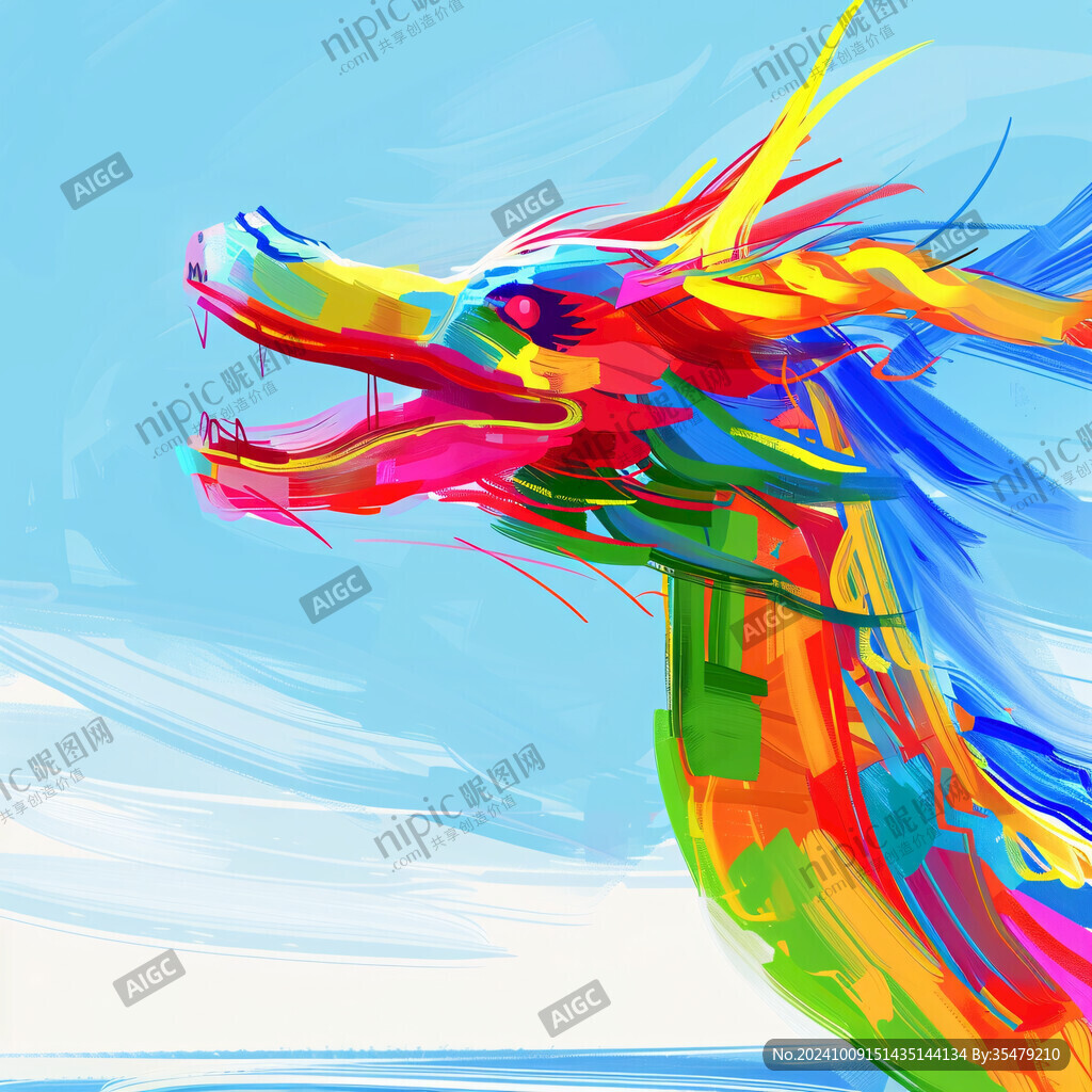 色彩艷麗龍風圖