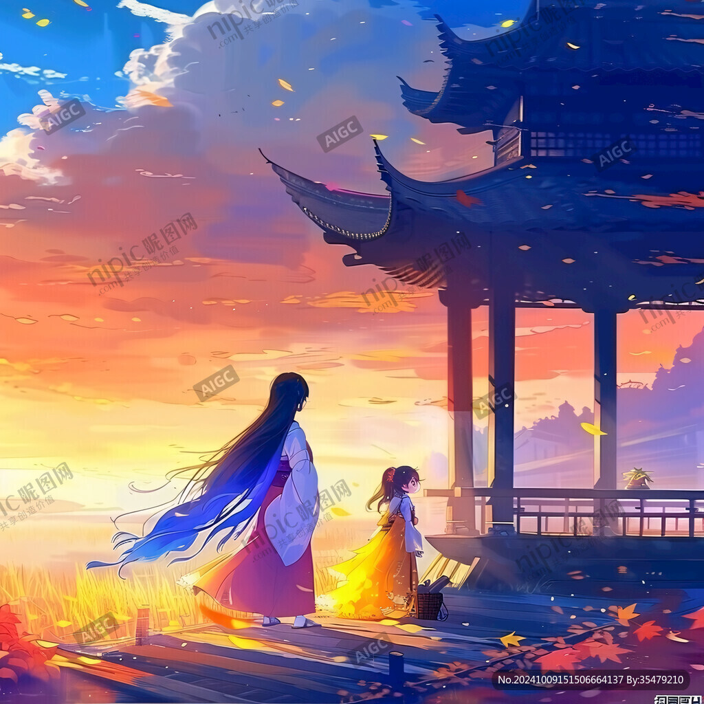 古風(fēng)背影女孩插畫(huà)