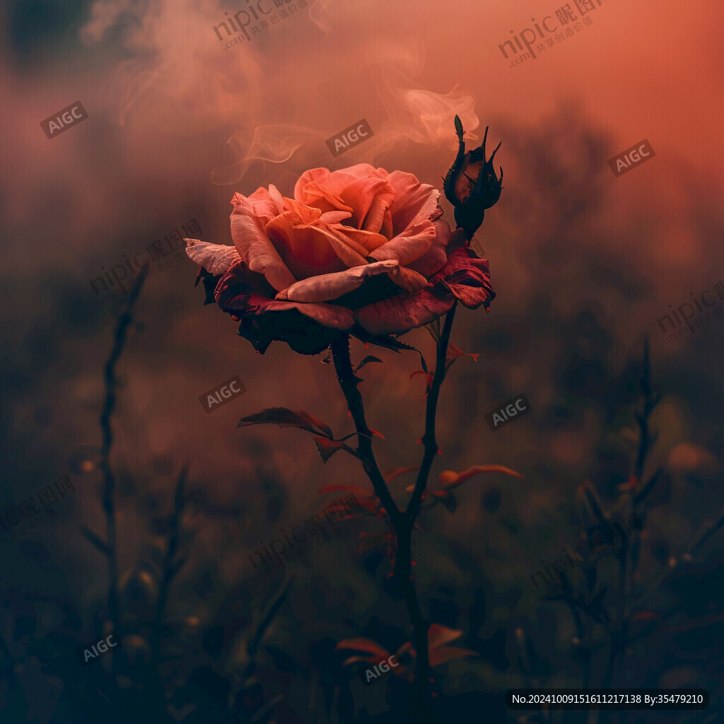 一朵晚霞紅月季