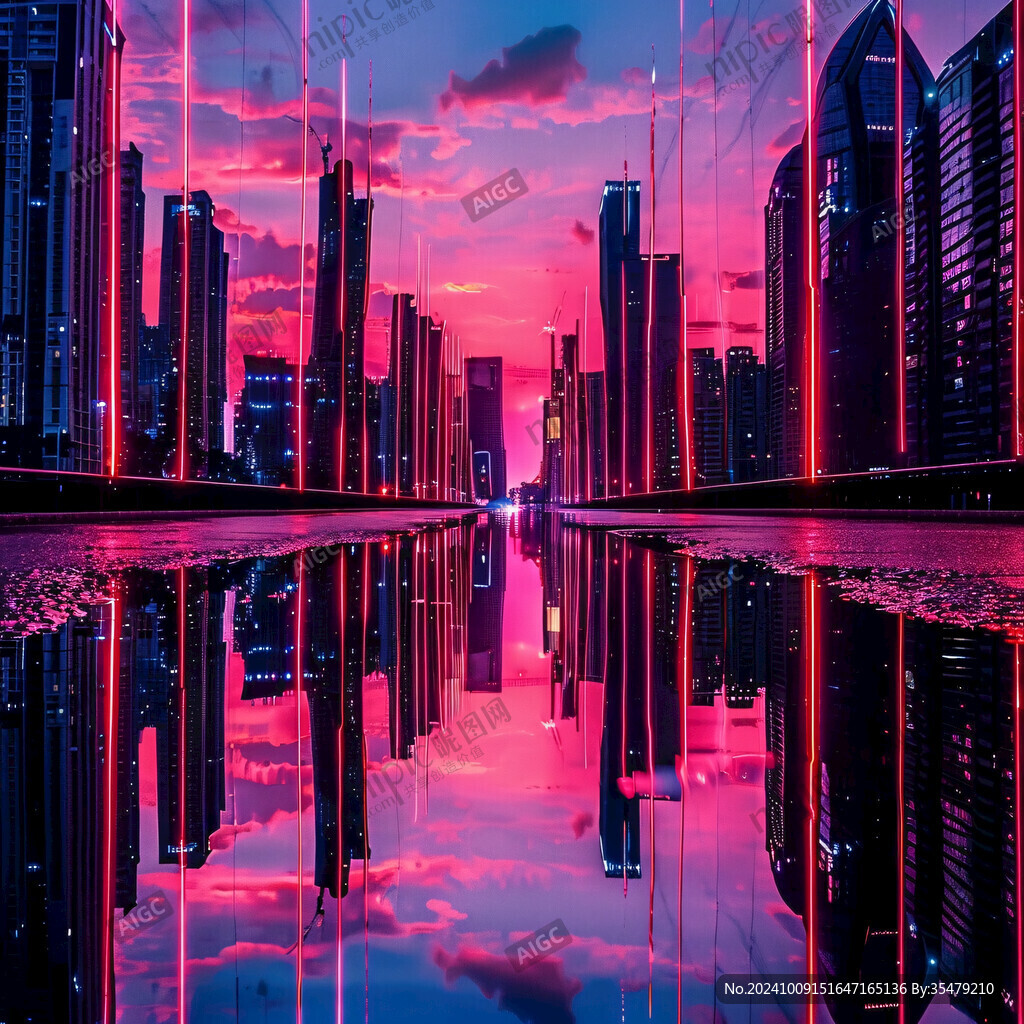 紫色發(fā)光高樓