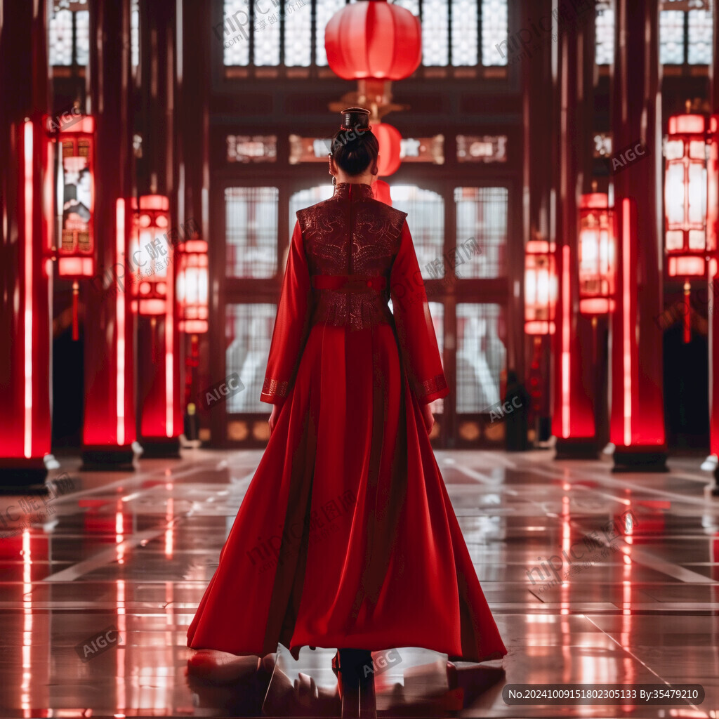 大清官府水腳紅色禮服