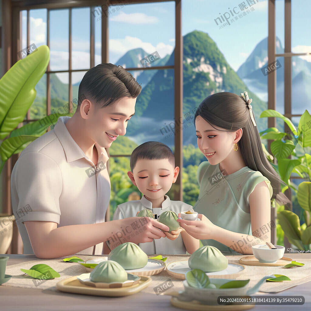 吃粽子場景