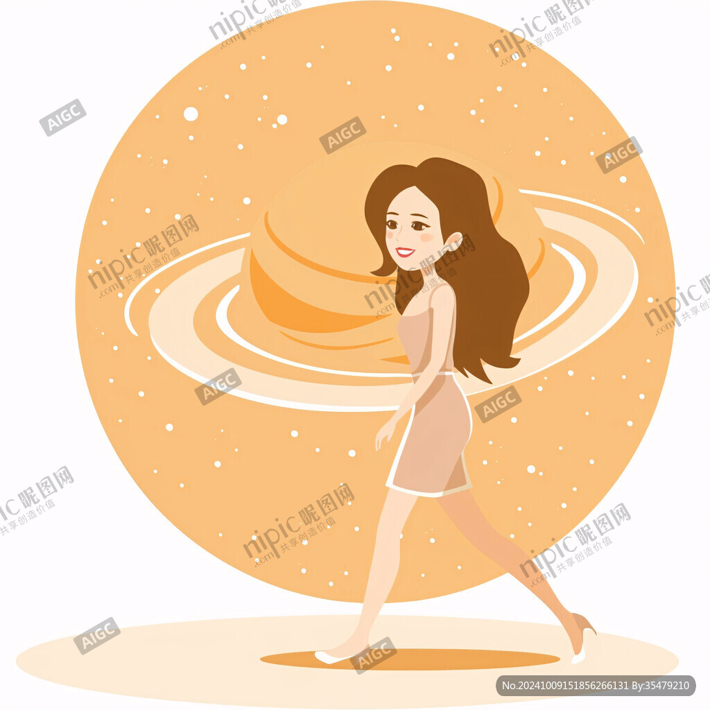 跳舞女生插畫平面圖
