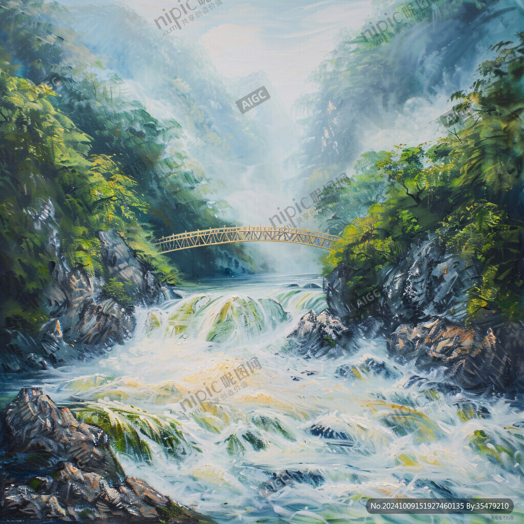 小橋流水油畫裝飾畫