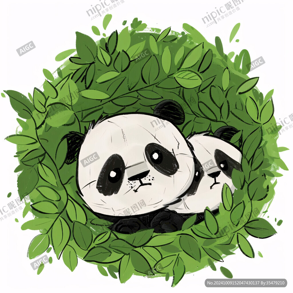 趴著睡的熊貓卡通素材
