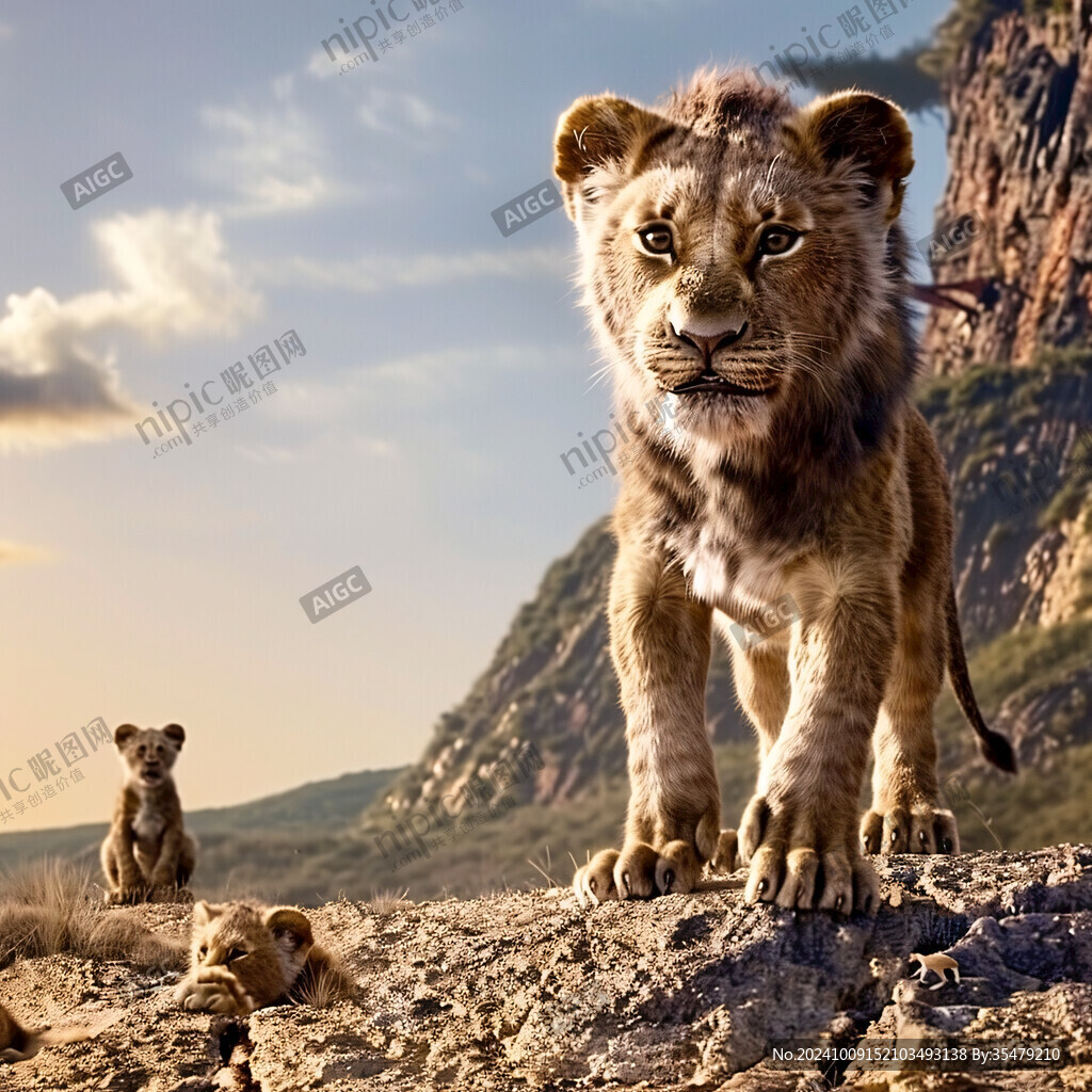 雄獅雌獅小獅子