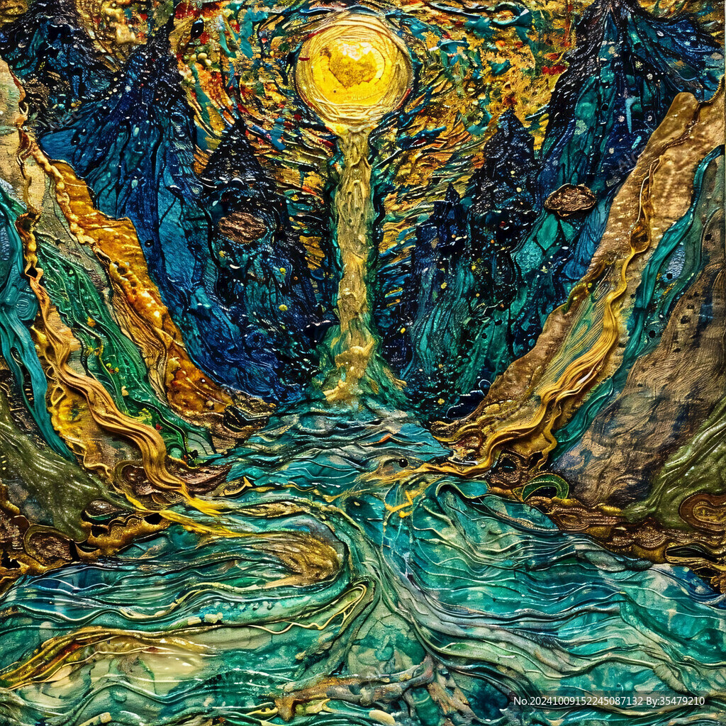 月夜油畫