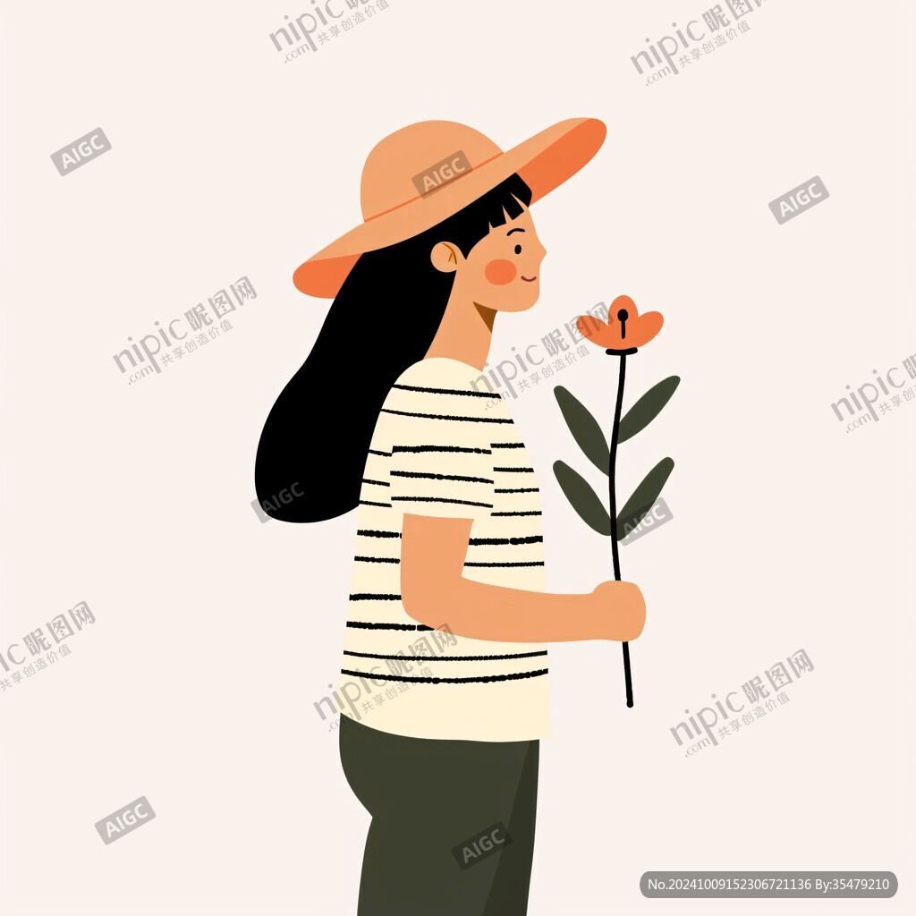 拎著花的女生