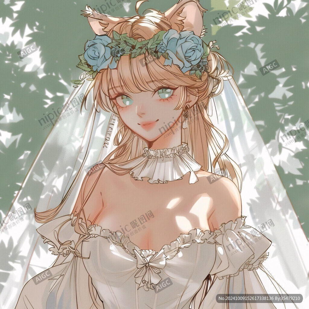 穿婚紗婚的少女