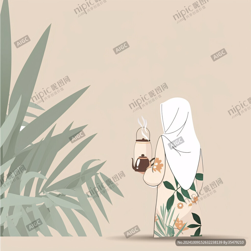 通人物椰汁插畫