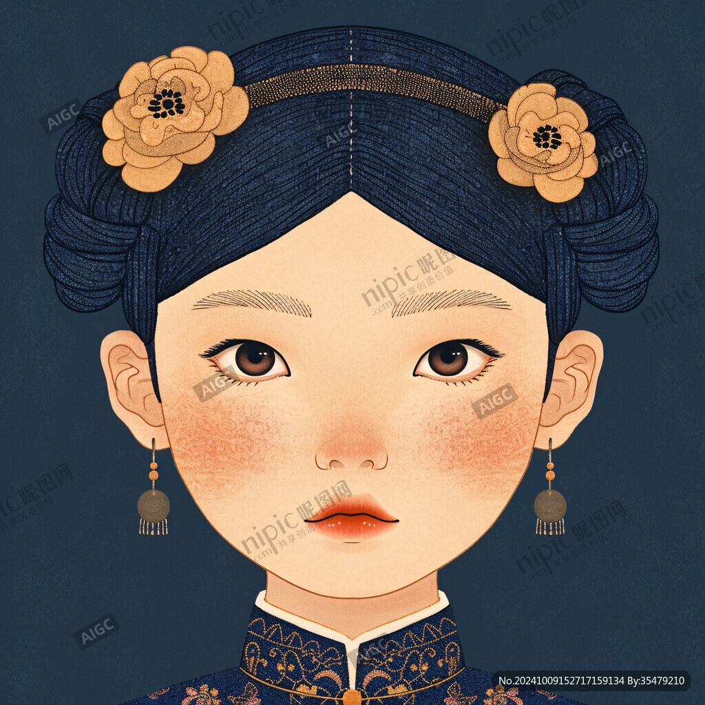 民國風美妝插畫