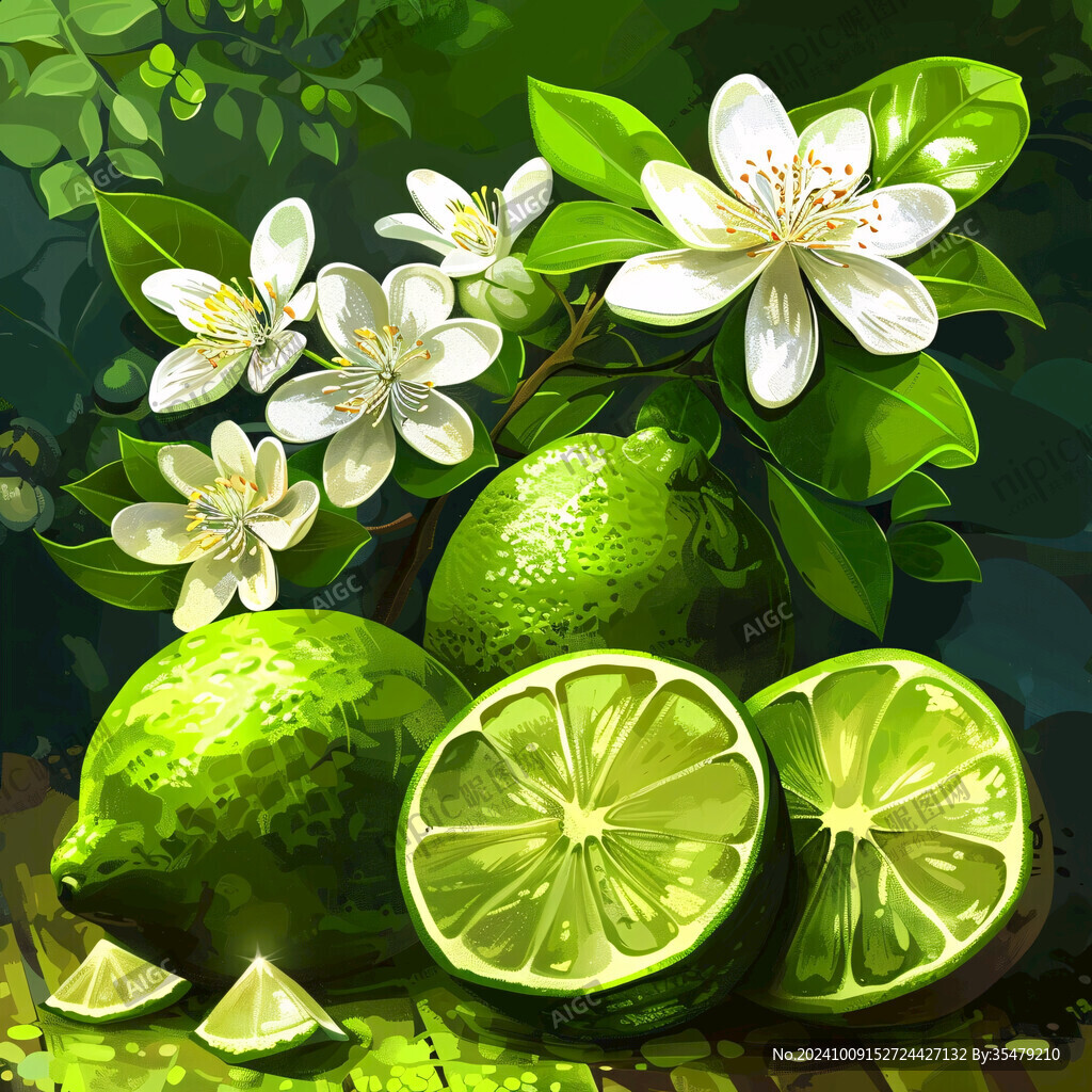 水果青檸插畫