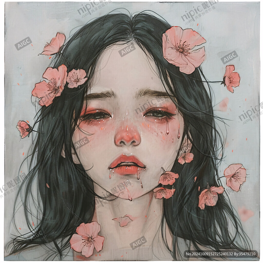 水彩手繪少女