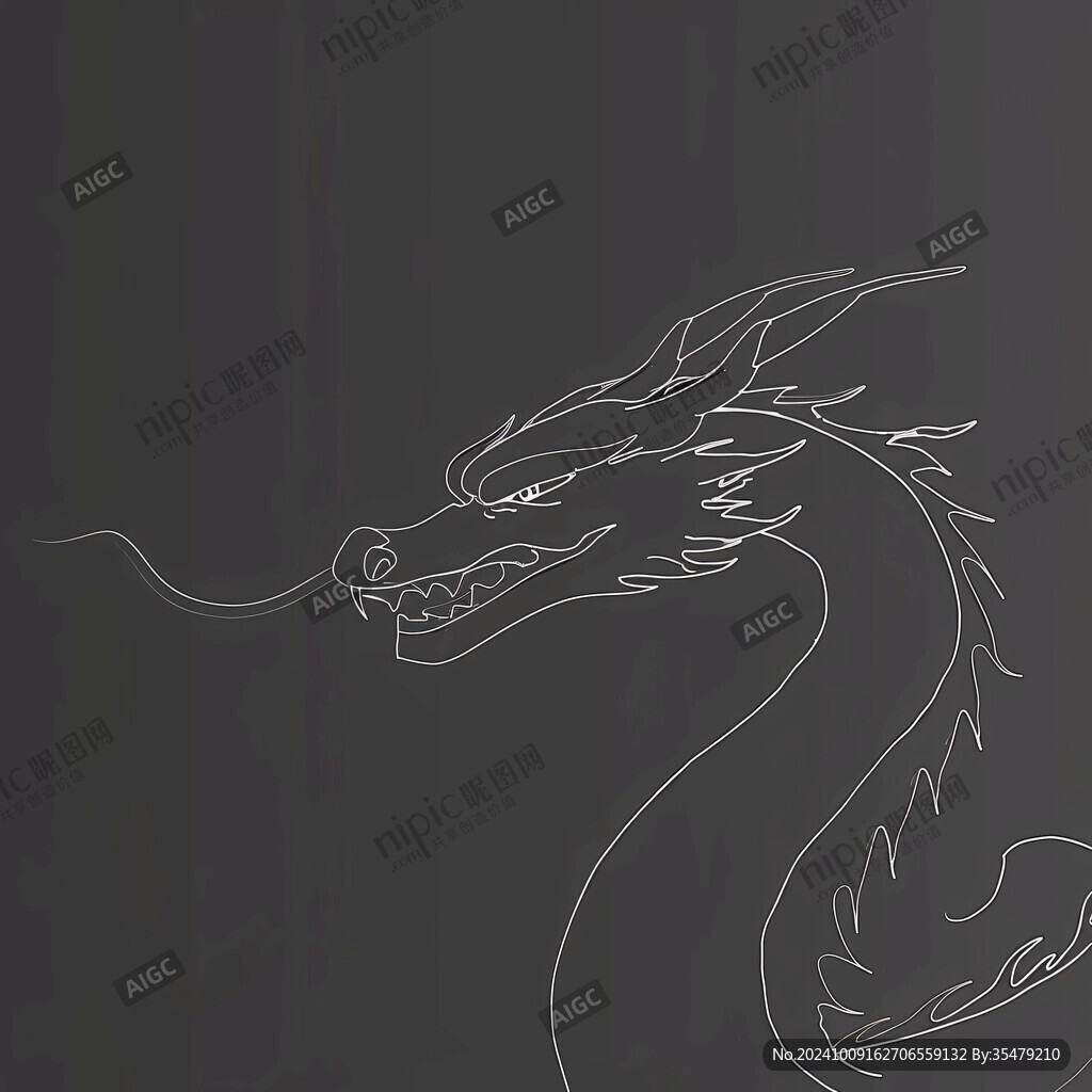水墨龍白龍中國(guó)龍