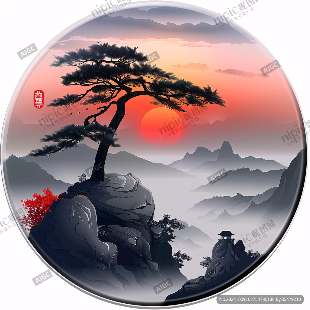 迎客松圓盤裝飾