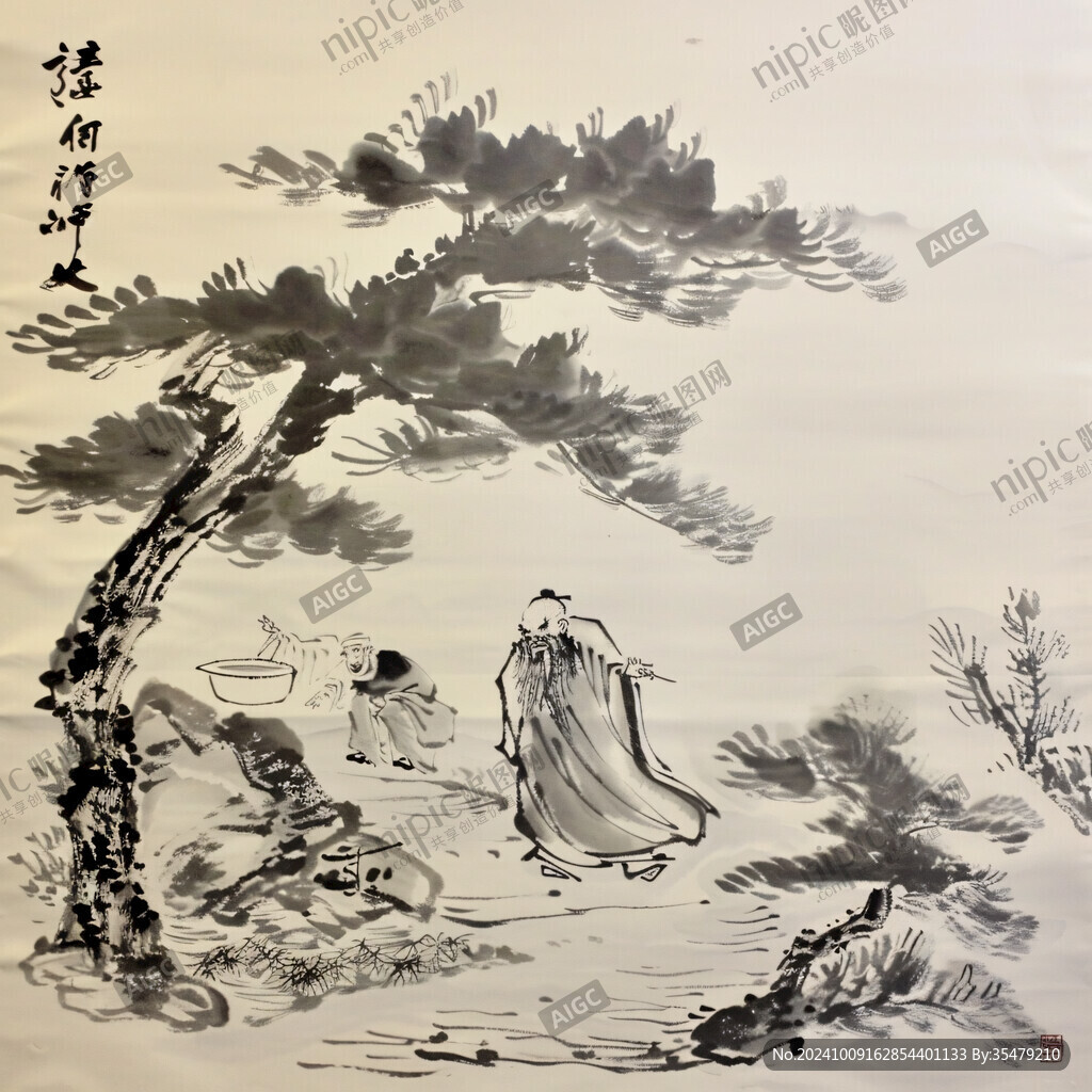 自寫種松圖