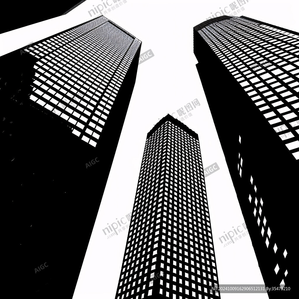 黑白簡約城市建筑素材