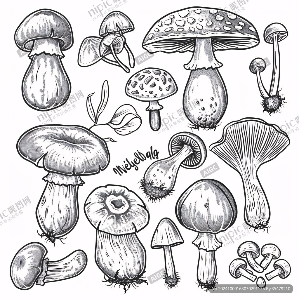 蘑菇手繪畫