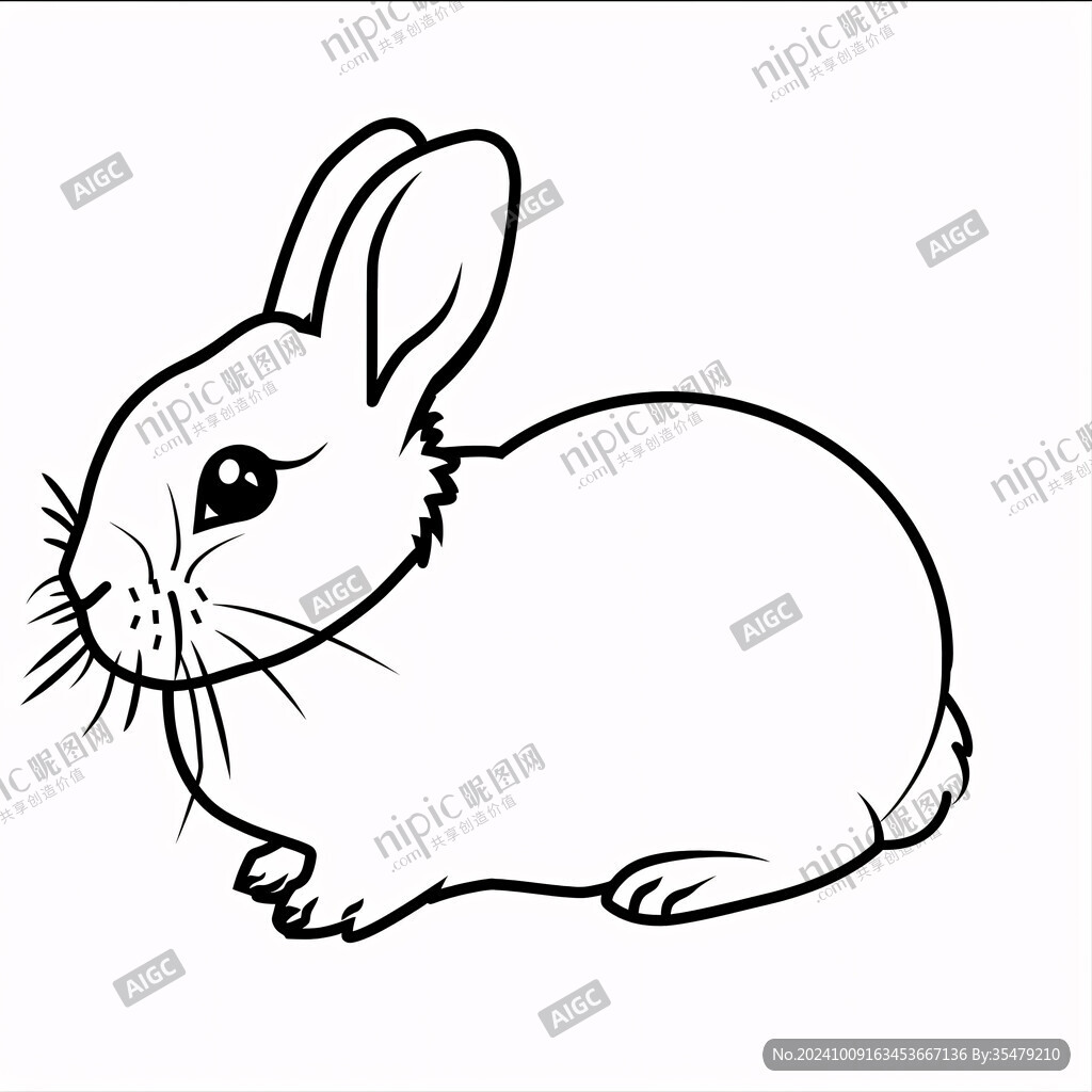 線條兔子線描兔子