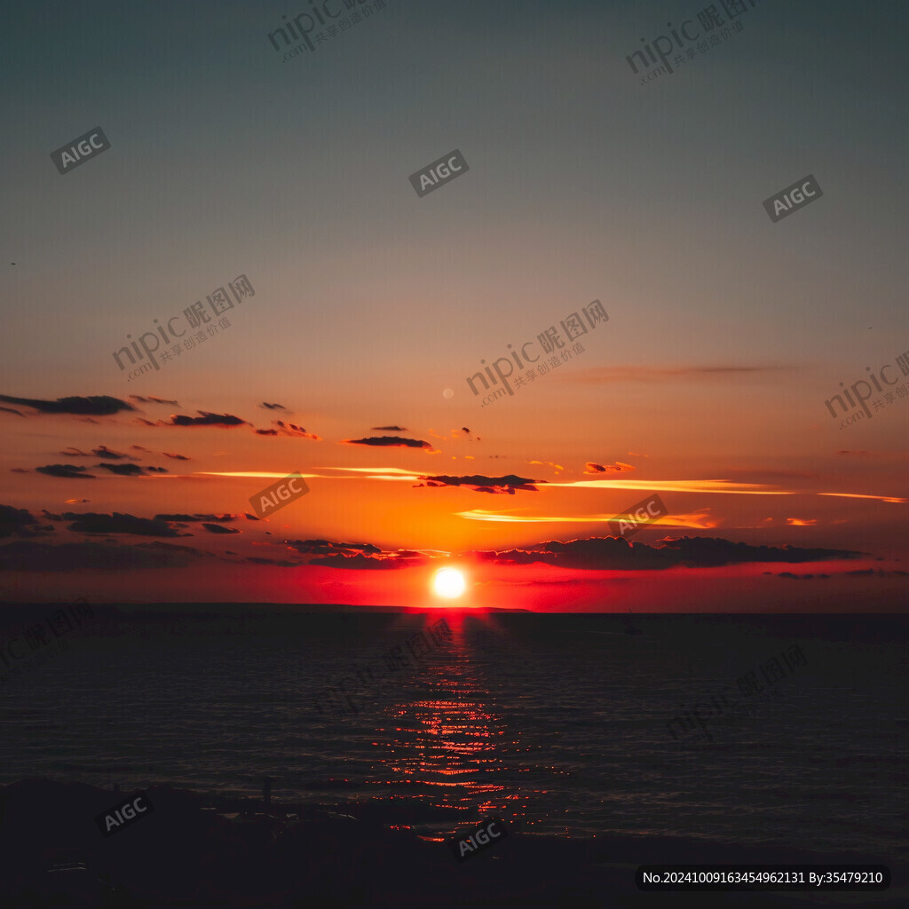 海旁日出素材