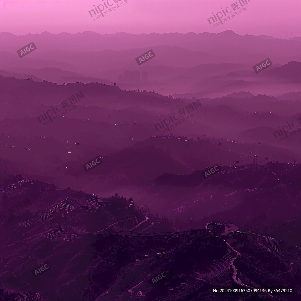 山峰山脈遠山紫色天空