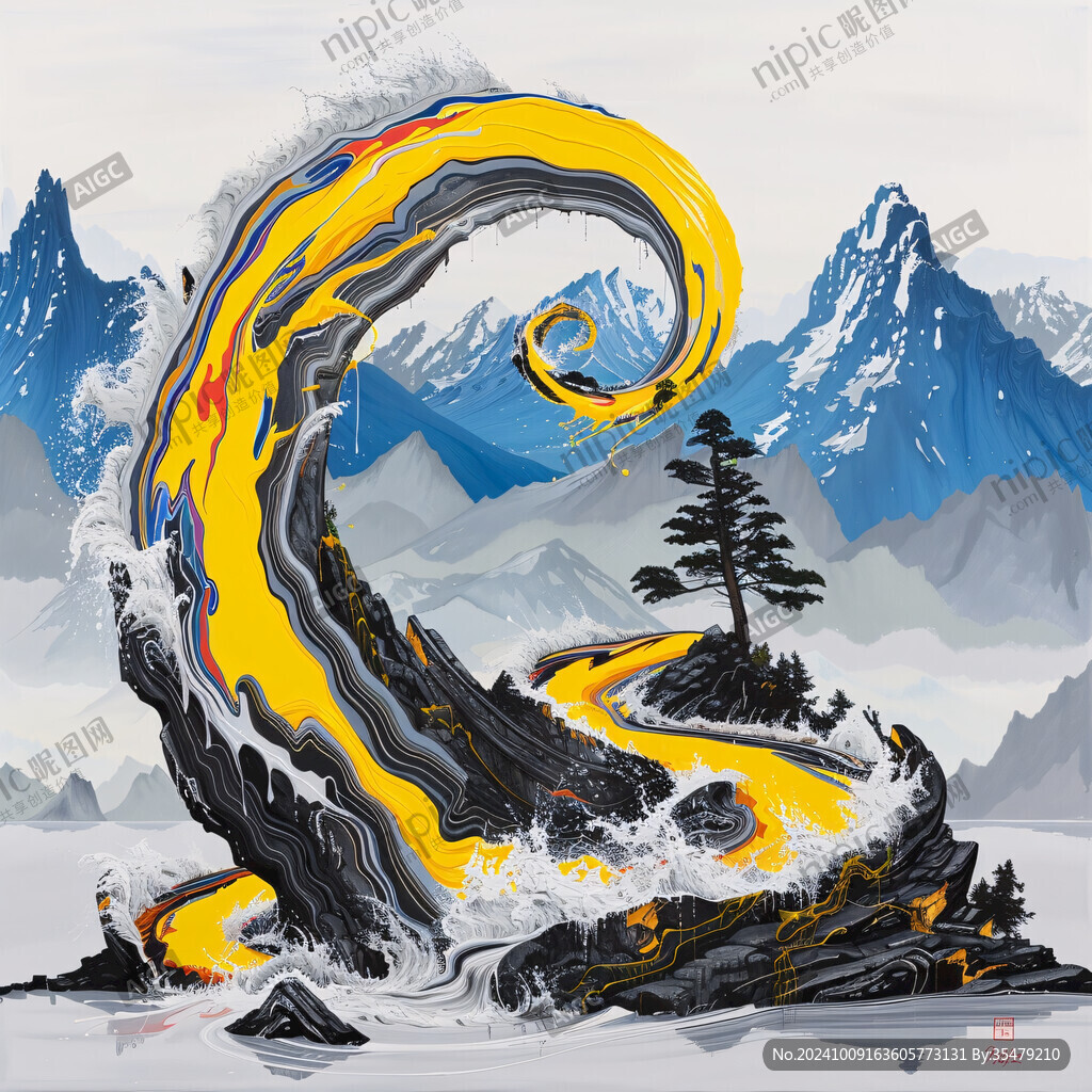 國潮山水騰龍