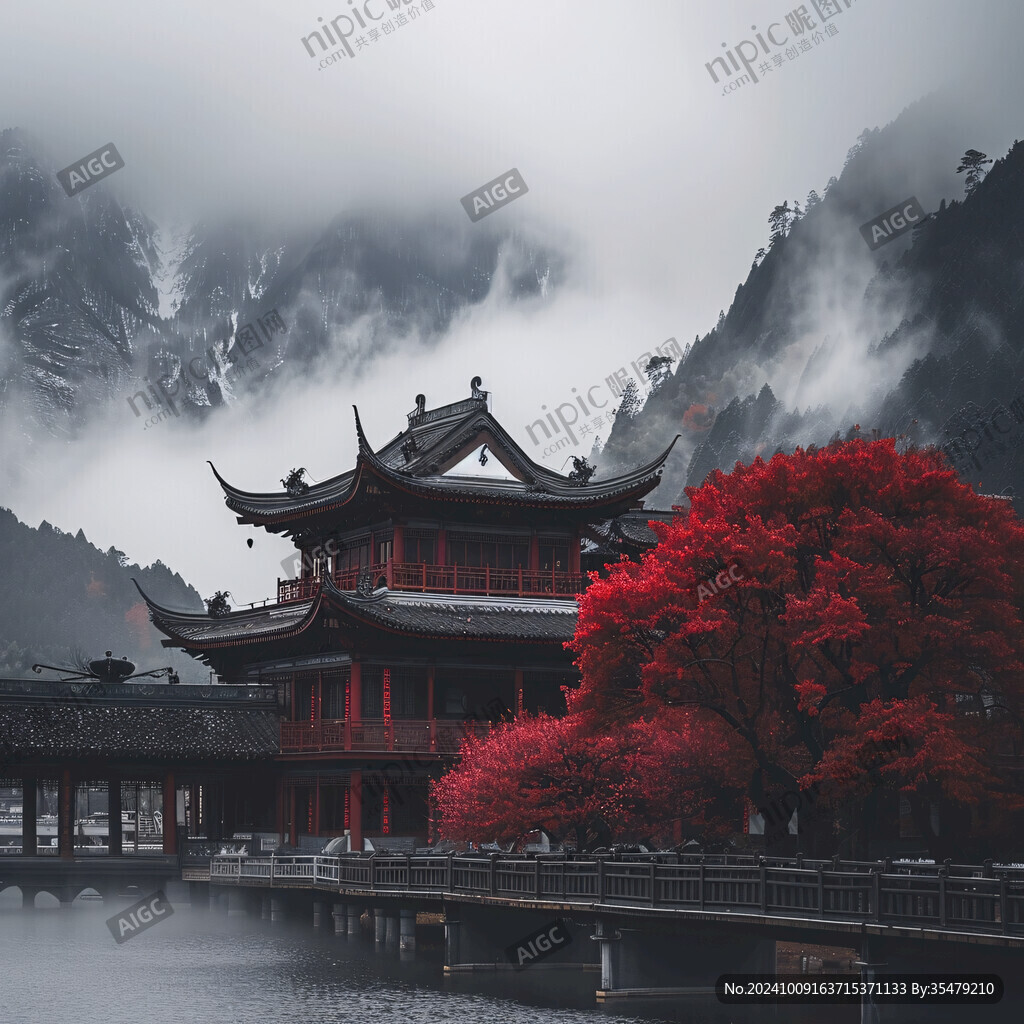 高山寺廟湖水