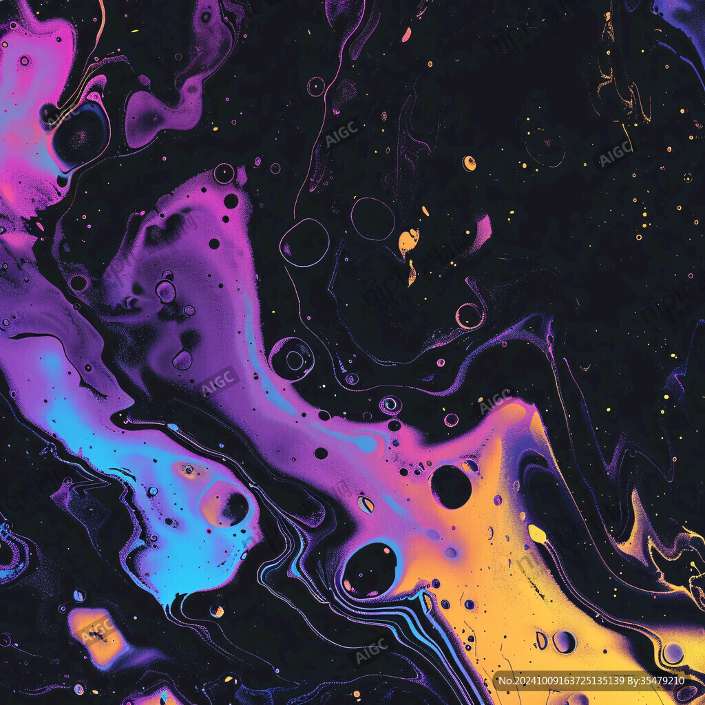 紫色夢幻細胞流體畫