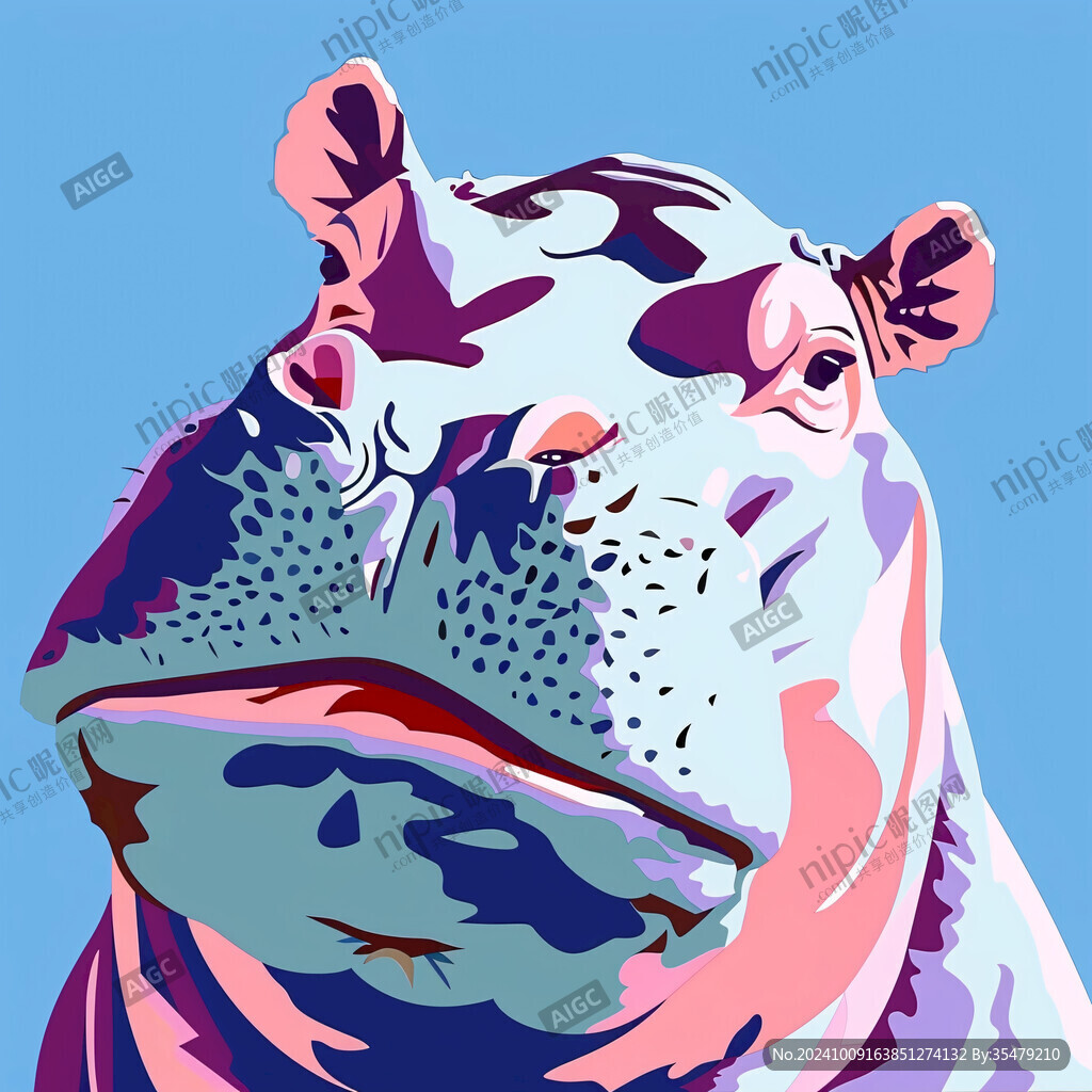 幾何撞色老虎插畫