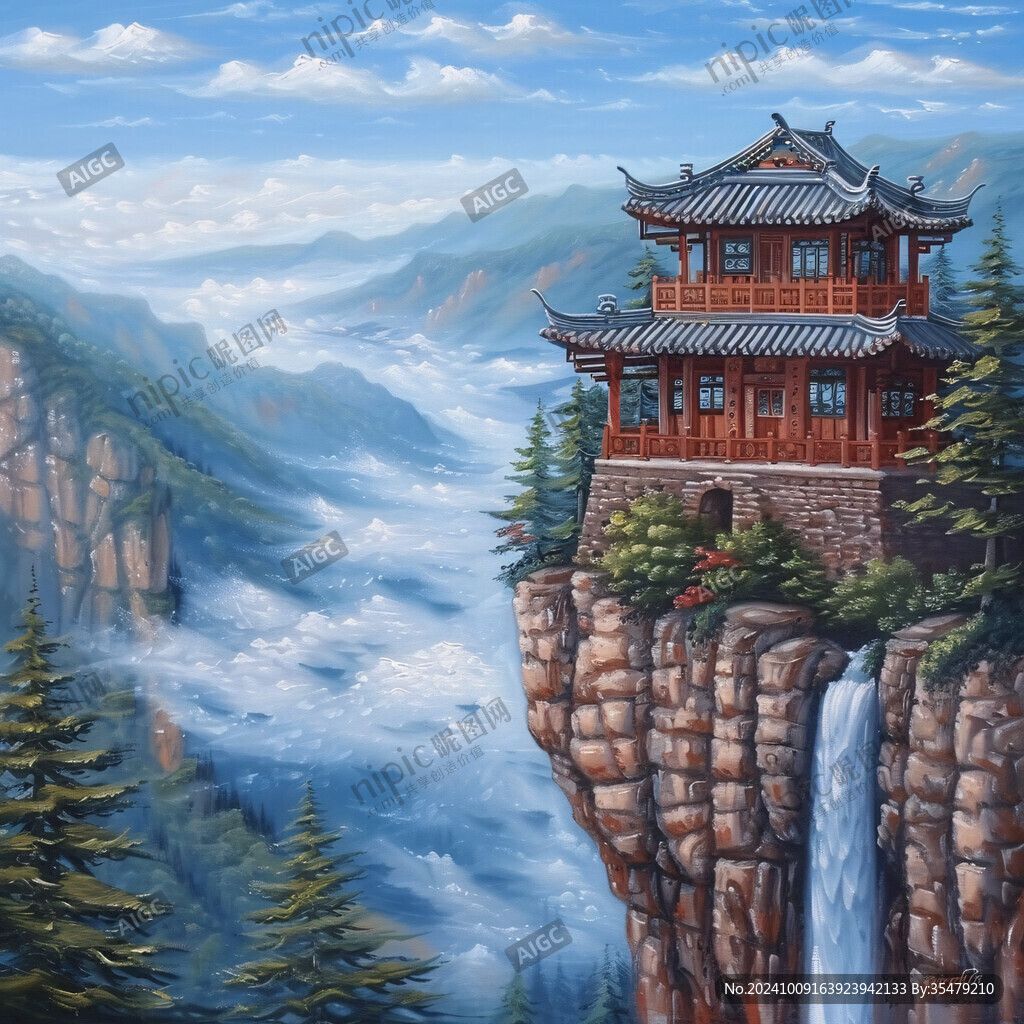 樓閣仙景插畫