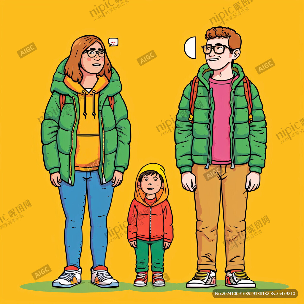 一家三口插畫