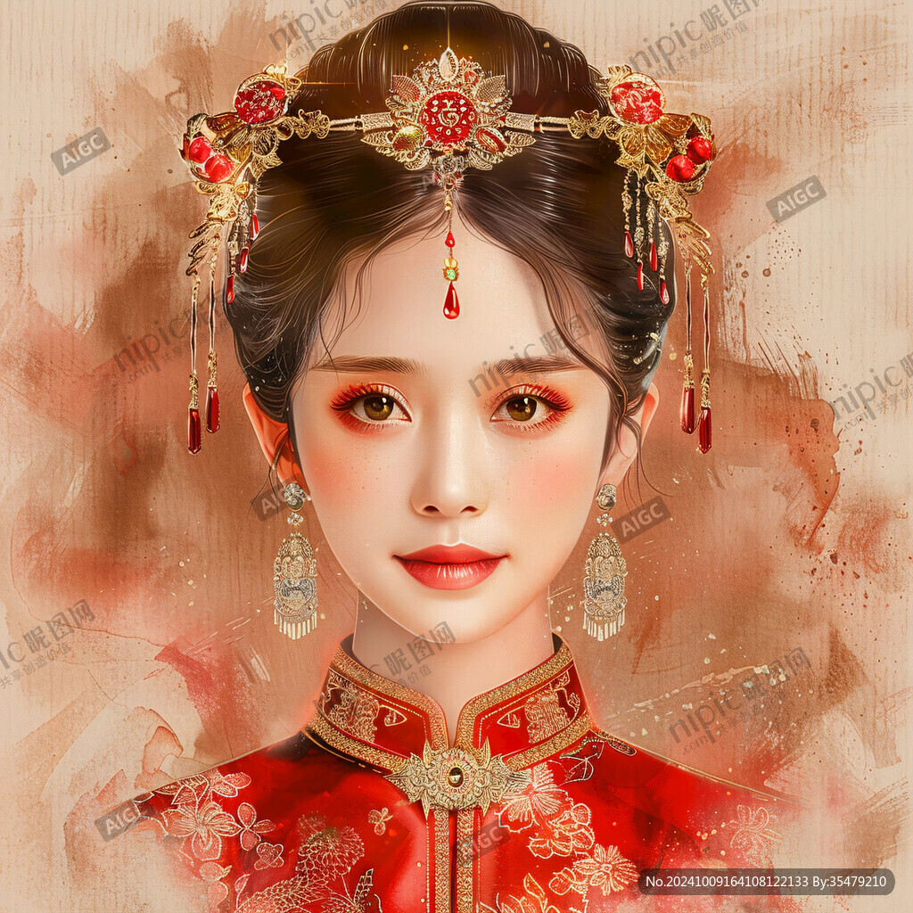 中式新娘插畫(huà)