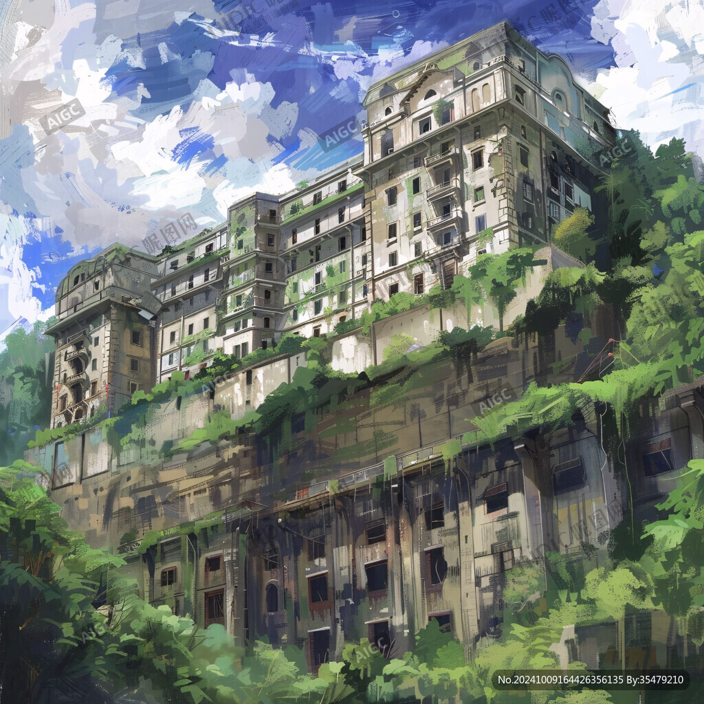 瑞士水彩水墨建筑