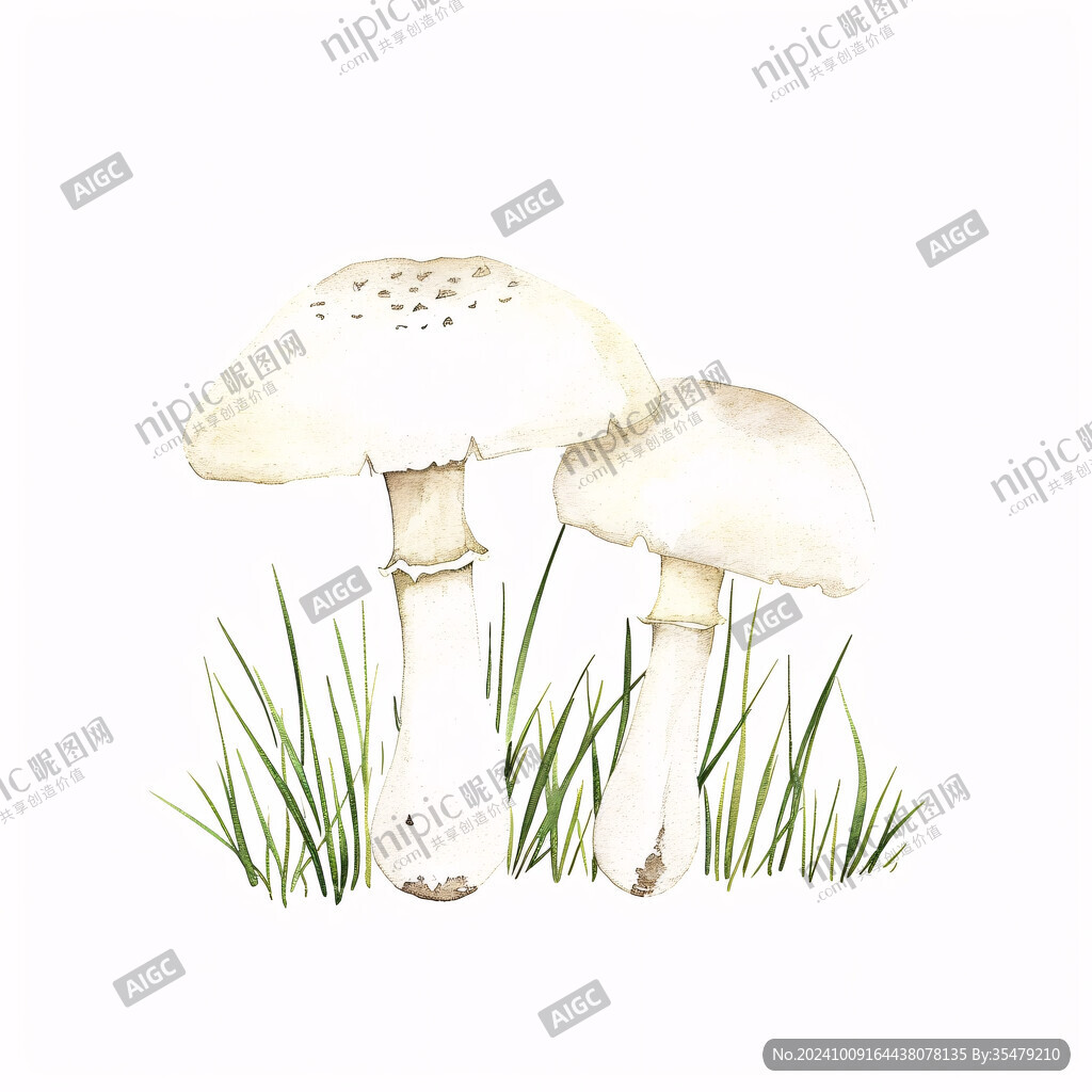 鳳尾菇手繪插畫