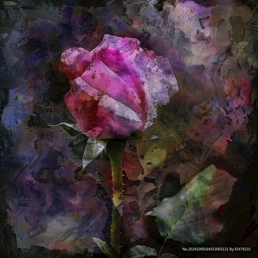抽象畫月季花