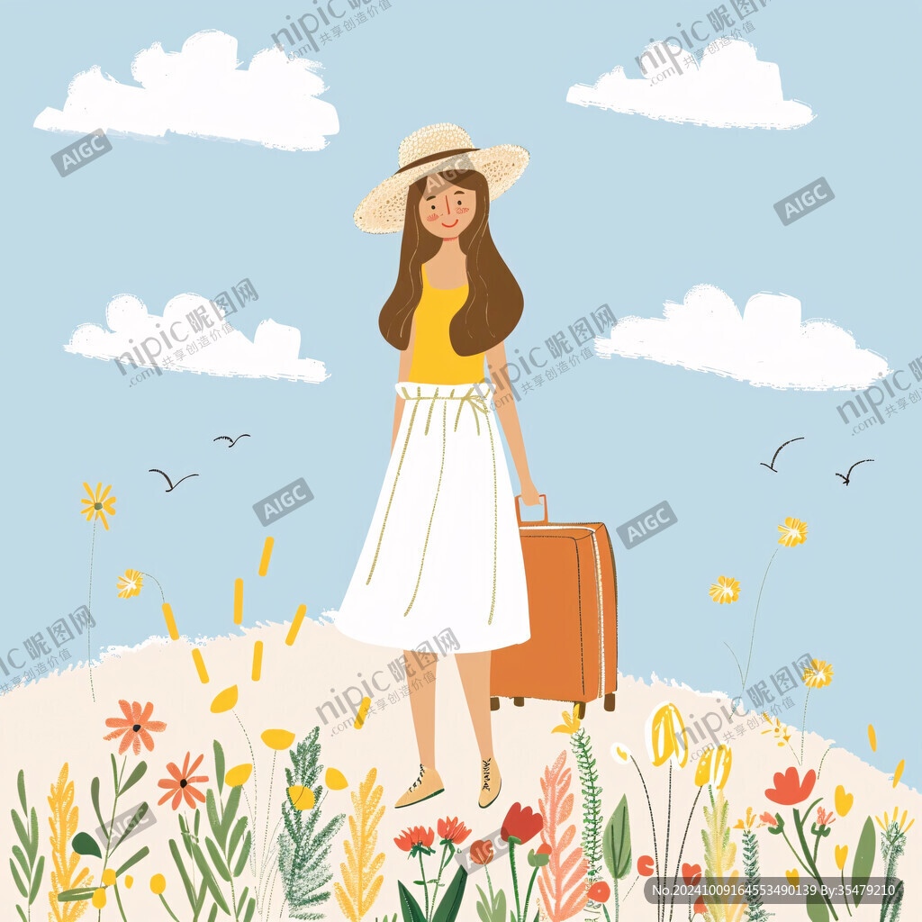 春季夏季出游時(shí)尚插畫