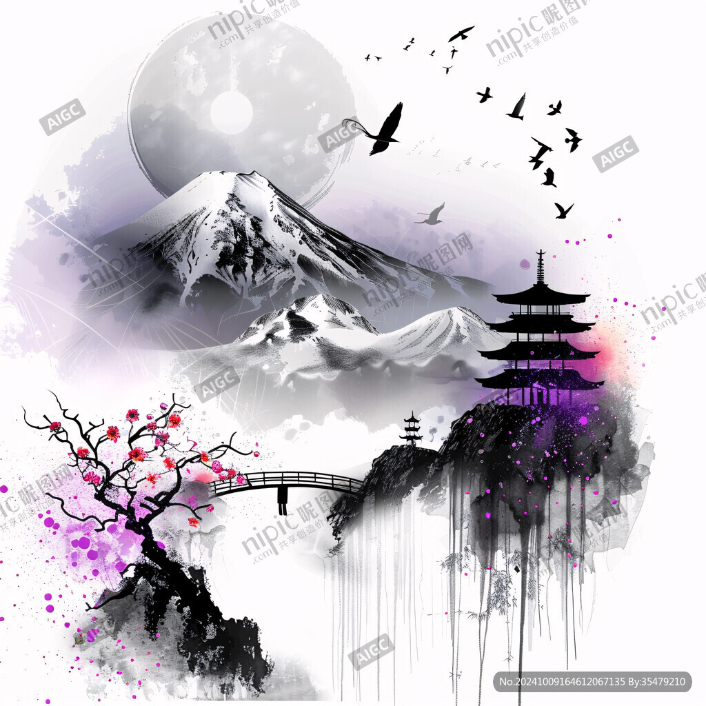 韓國插畫韓國水墨山水