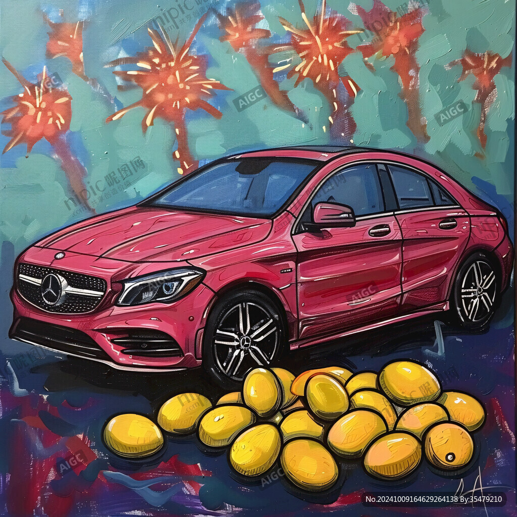 汽車水粉畫