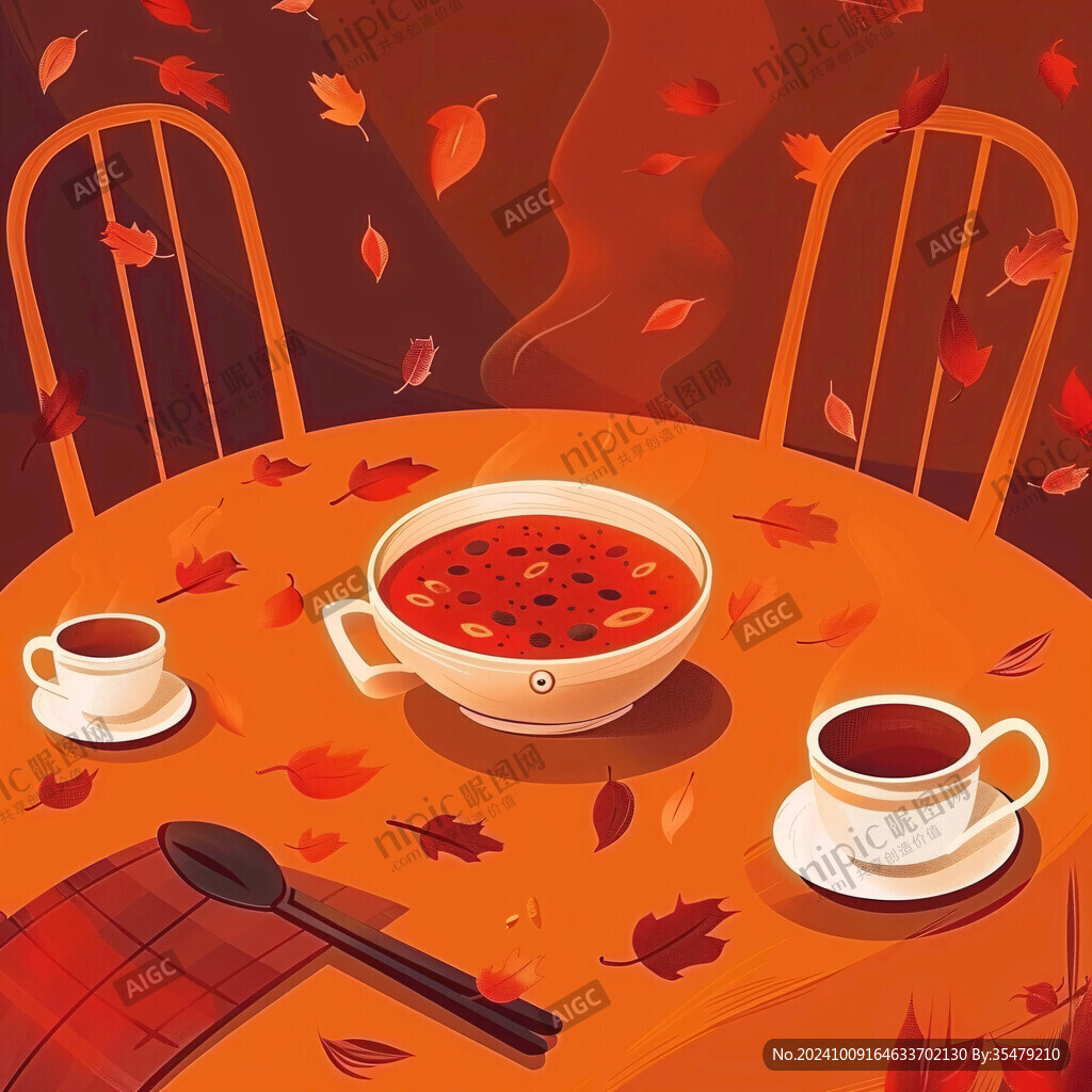 紅葉堆里的茶杯