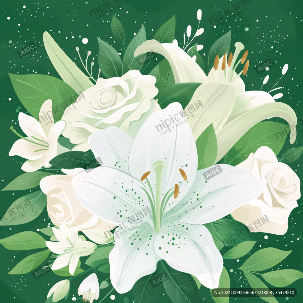 玉簪花插畫