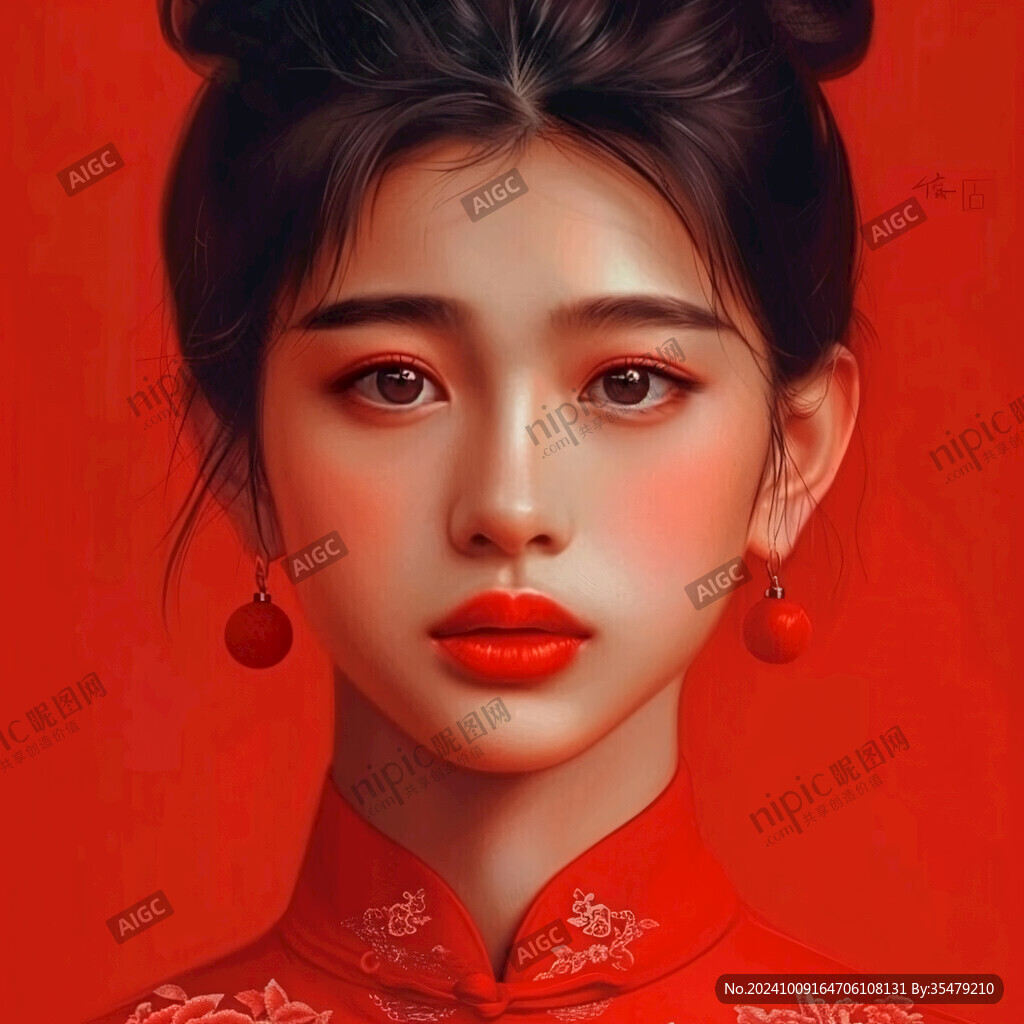 中式新娘插畫