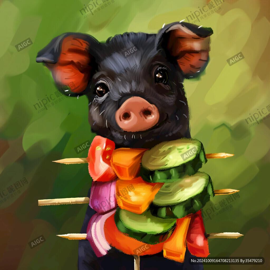 黑毛豬插畫
