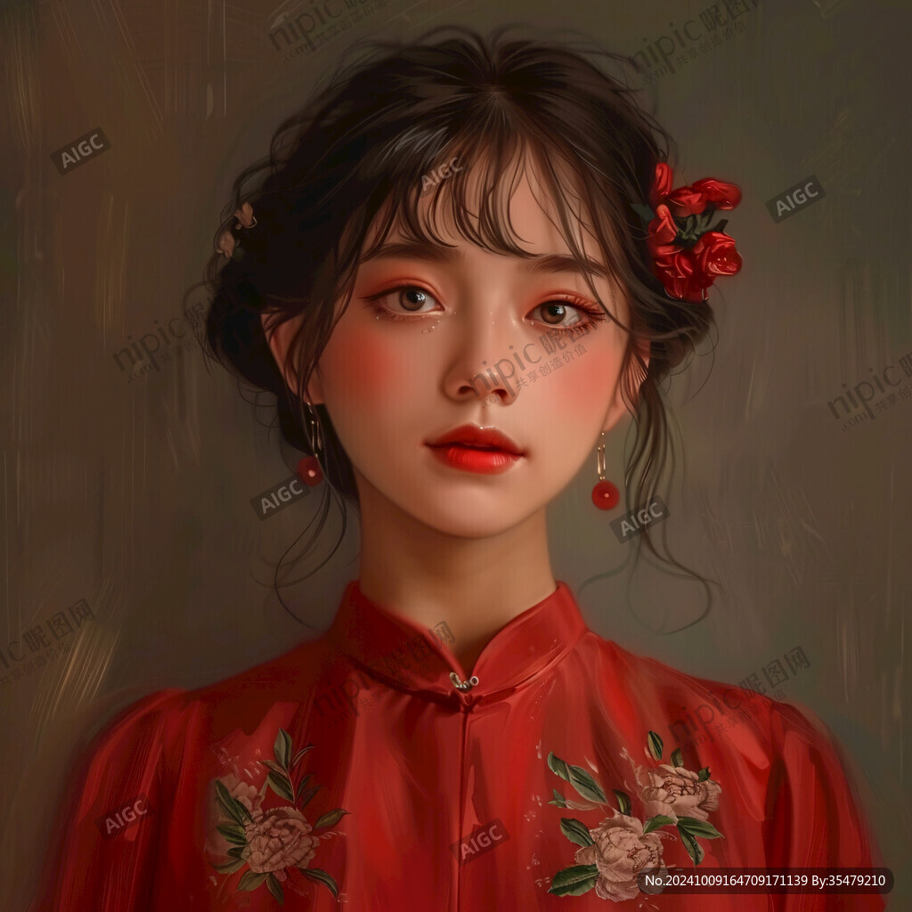 中式新娘插畫